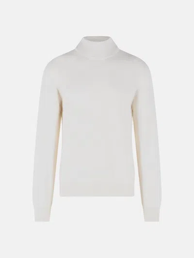 Gran Sasso Ivory Cashmere Turtleneck Sweater In White