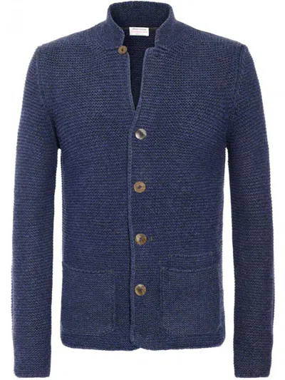 Gran Sasso Wool Button Cardigan In Blue