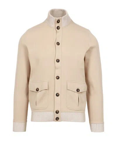 Gran Sasso Jersey Bomber Jacket In Brown