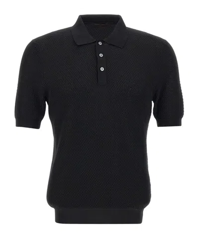 GRAN SASSO GRAN SASSO RIBBED TRIM POLO SHIRT