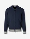 Gran Sasso Ribbed-trim Zip Hoodie In Blue