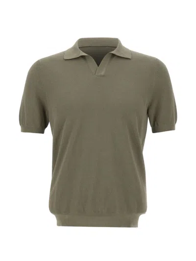 Gran Sasso Knit V-neck T-shirt In Brown