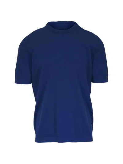 Gran Sasso Knitted Round-neck T-shirt In Blue