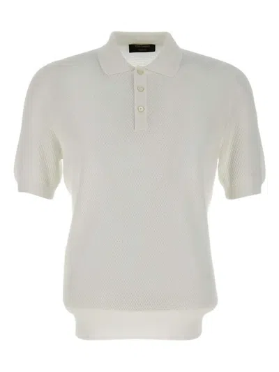 Gran Sasso Knitted Short-sleeve Polo Shirt In White