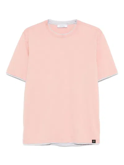 Gran Sasso Layered Cotton T-shirt In Pink