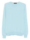 Gran Sasso Light Blue Crewneck Sweater With Ribbed Cuffs In Blue