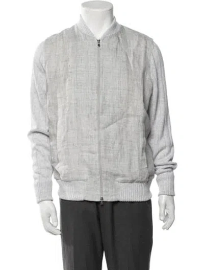 Pre-owned Gran Sasso Linen Bomber Jacket In Grey