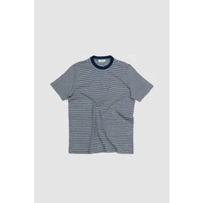 Gran Sasso Linen Cotton Striped T-shirt Navy/white In Blue
