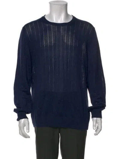 Pre-owned Gran Sasso Linen Crew Neck Pullover In Blue