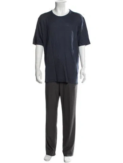 Pre-owned Gran Sasso Linen Crew Neck T-shirt In Blue
