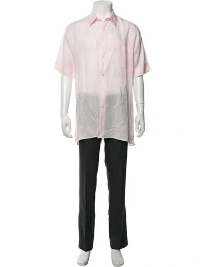 Pre-owned Gran Sasso Linen Short Sleeve Shirt In Pink