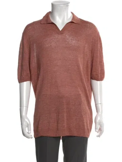 Pre-owned Gran Sasso Linen Short Sleeve Shirt In Red
