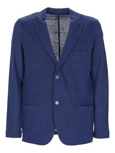 Gran Sasso Linen Single-breasted Blazer In Animal Print