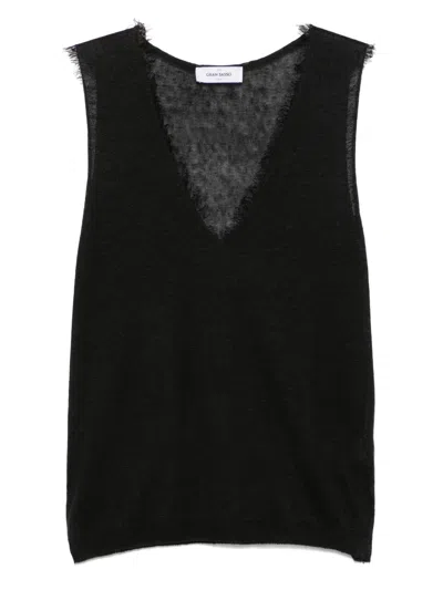 Gran Sasso Linen Tank Top In Black