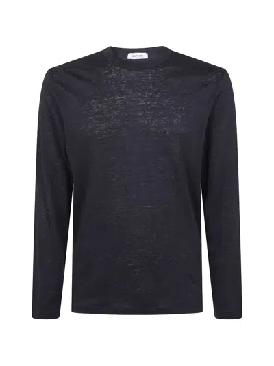Gran Sasso Logo Print Long Sleeves T-shirt In Black