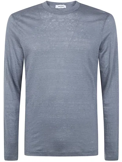 Gran Sasso Logo Print Long Sleeves T-shirt In Blue