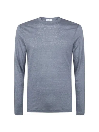 Gran Sasso Logo Print Long Sleeves T-shirt In Gray