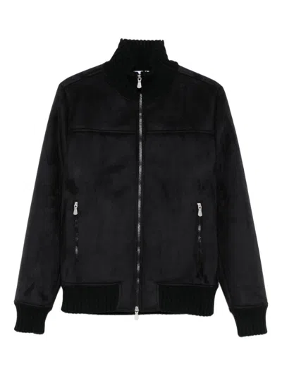GRAN SASSO LONG BLACK COAT WITH HIGH COLLAR