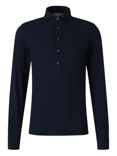Gran Sasso Long-sleeve Button Polo Shirt In Blue