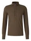Gran Sasso Long-sleeve Cotton Polo Shirt In Brown