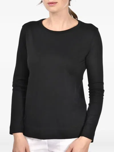 Gran Sasso Long-sleeve Cotton Top In Black