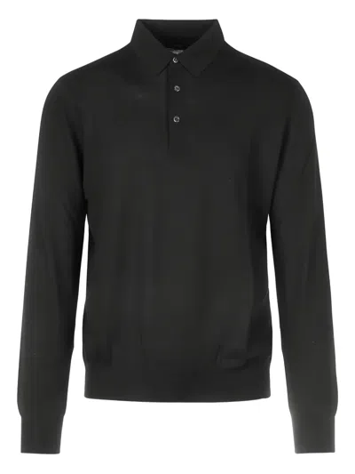 Gran Sasso Long-sleeve Polo Shirt In Black