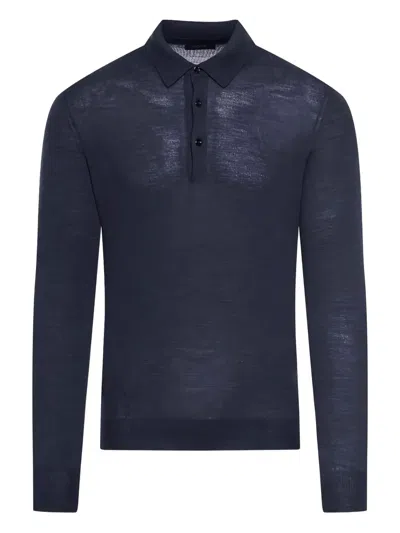 Gran Sasso Long-sleeve Polo Shirt In Blue