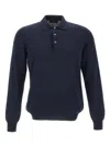 Gran Sasso Long-sleeve Three-button Polo Shirt In Blue