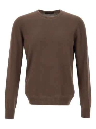 Gran Sasso Long-sleeved Crew-neck Sweater In Brown