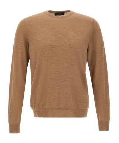 Gran Sasso Long-sleeved Crew Neck Sweater In Brown