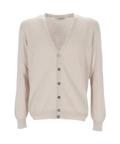 Gran Sasso Long-sleeved Knitted Cardigan In Nude