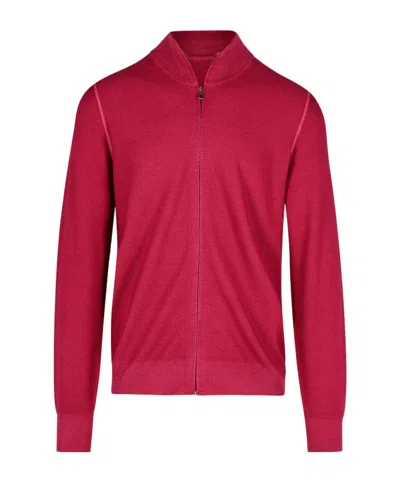 Gran Sasso Long-sleeved Knitted Cardigan In Pink