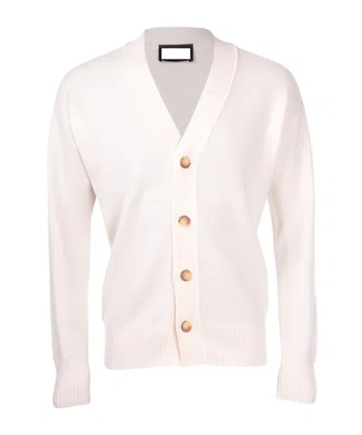 Gran Sasso Long-sleeved Knitted Cardigan In White