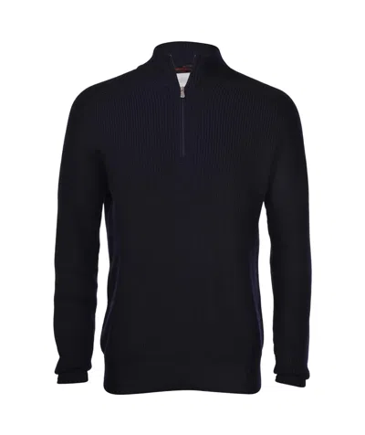 GRAN SASSO RIBBED ZIP-NECK SWEATER
