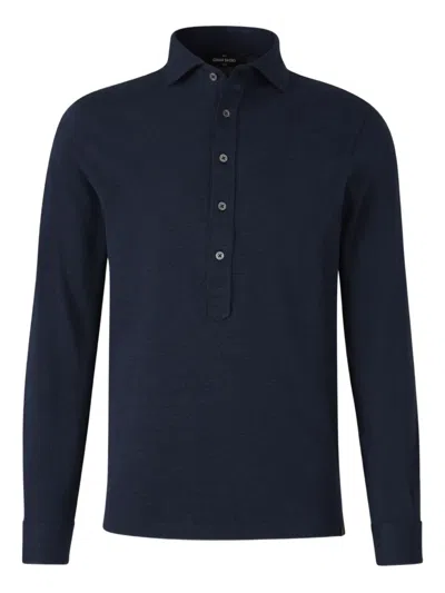 Gran Sasso Long-sleeves Polo Shirt In Blue
