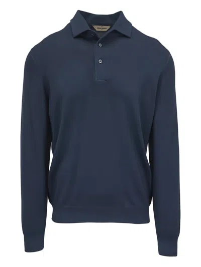 Gran Sasso Long-sleeves Polo Shirt In Blue