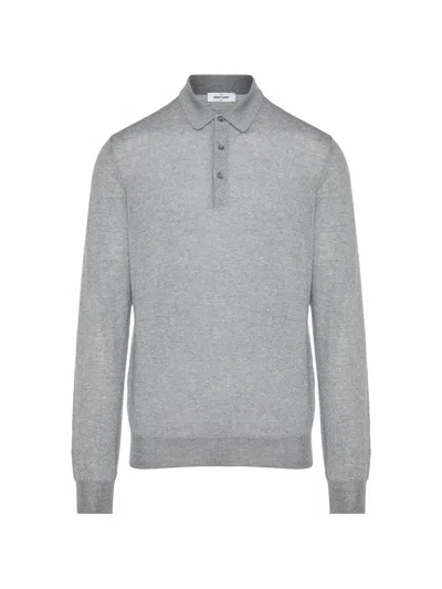 Gran Sasso Long-sleeve Knitted Polo Shirt In Gray