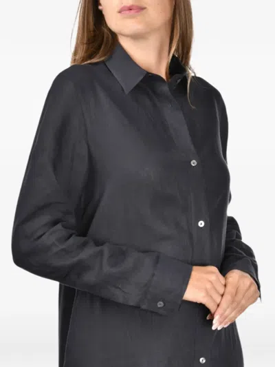 Gran Sasso Long-sleeve Shirt Dress In Black