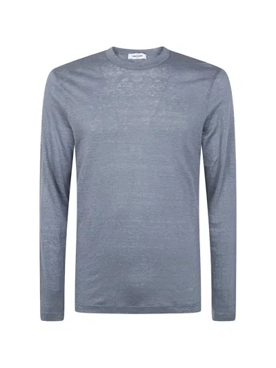 Gran Sasso Logo Print Long Sleeves T-shirt In Gray