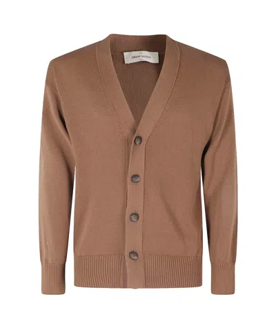 Gran Sasso Long-sleeved Knitted Cardigan In Brown