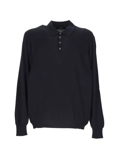 Gran Sasso Long-sleeved Polo Shirt In Blue