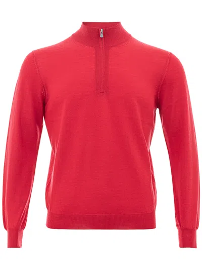 Gran Sasso Lupetto Cyclone Mesh With Half Zip  In Rosso