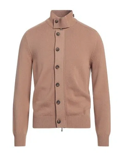 Gran Sasso Luxury Man Cardigan Camel Size 46 Virgin Wool In Sand