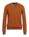 Gran Sasso Luxury Man Sweater Camel Size 44 Virgin Wool, Viscose, Cashmere