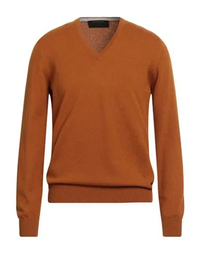 Gran Sasso Luxury Man Sweater Camel Size 44 Virgin Wool, Viscose, Cashmere