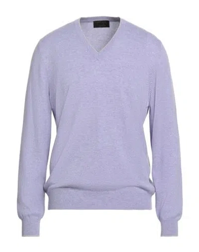 Gran Sasso Luxury Man Sweater Lilac Size 42 Virgin Wool, Viscose, Cashmere