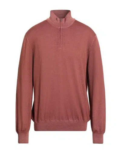 Gran Sasso Luxury Man Turtleneck Antique Rose Size 46 Virgin Wool In Pink