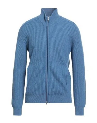 Gran Sasso Man Cardigan Azure Size 48 Virgin Wool, Viscose, Cashmere In Blue