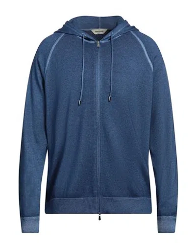 Gran Sasso Man Cardigan Blue Size 46 Virgin Wool, Cashmere, Viscose In Blue