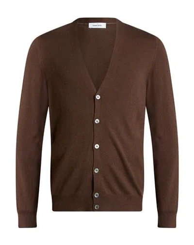 Gran Sasso Man Cardigan Brown Size 40 Virgin Wool, Viscose, Cashmere In Multi